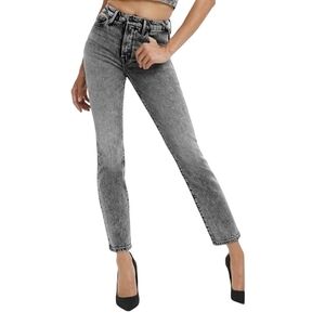 Good American stonewash black high waist stretch slim fit jeans 6/28